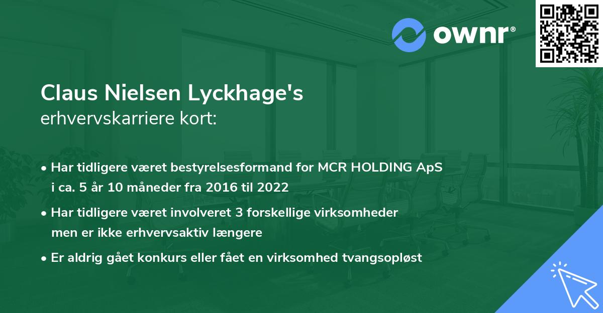 Claus Nielsen Lyckhage's erhvervskarriere kort