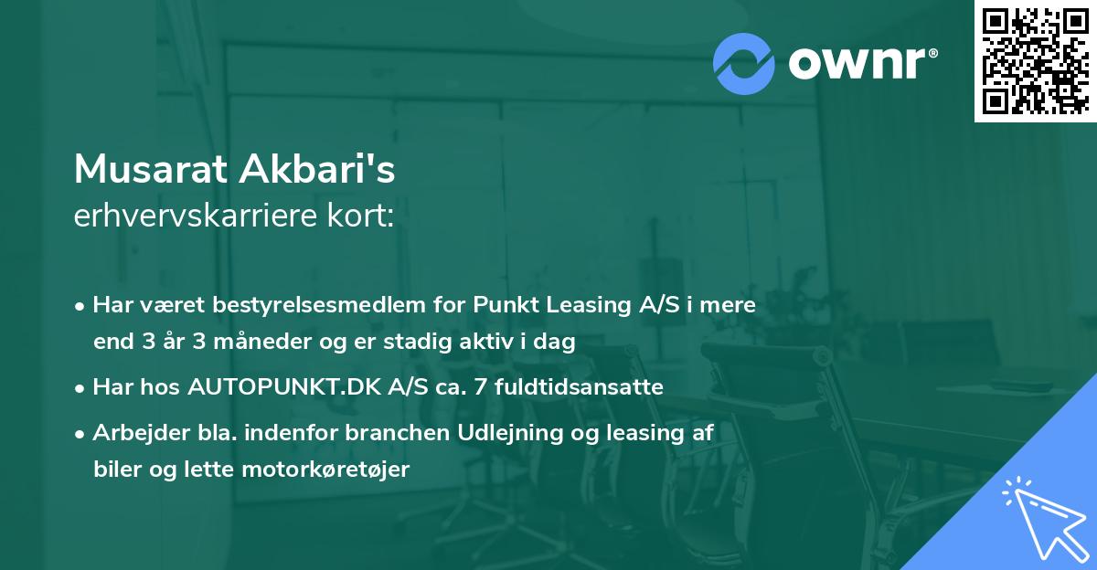 Musarat Akbari's erhvervskarriere kort