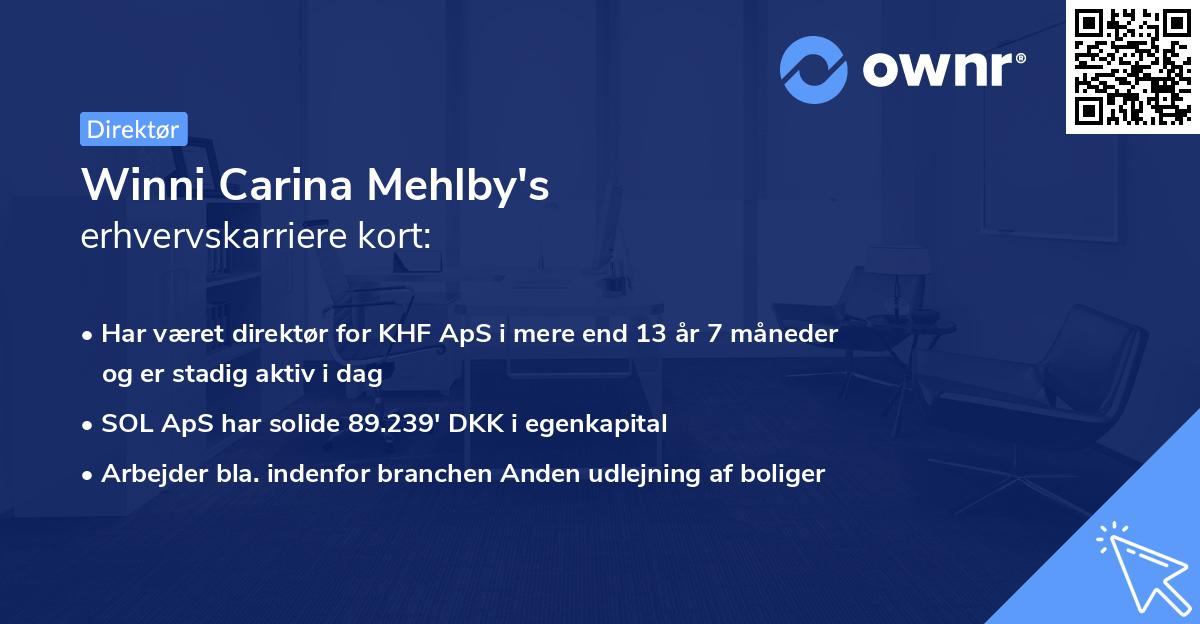 Winni Carina Mehlby's erhvervskarriere kort