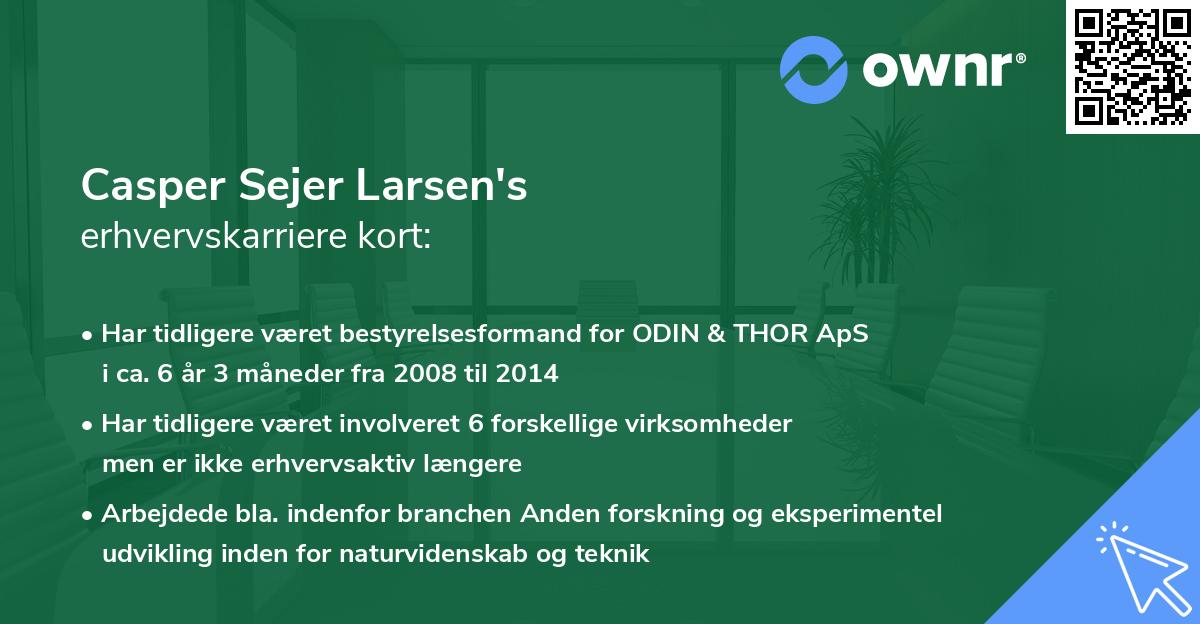 Casper Sejer Larsen's erhvervskarriere kort