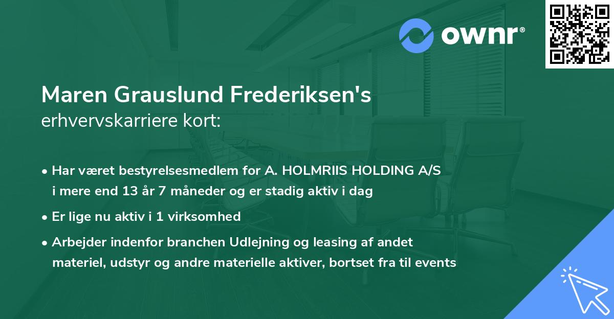Maren Grauslund Frederiksen's erhvervskarriere kort
