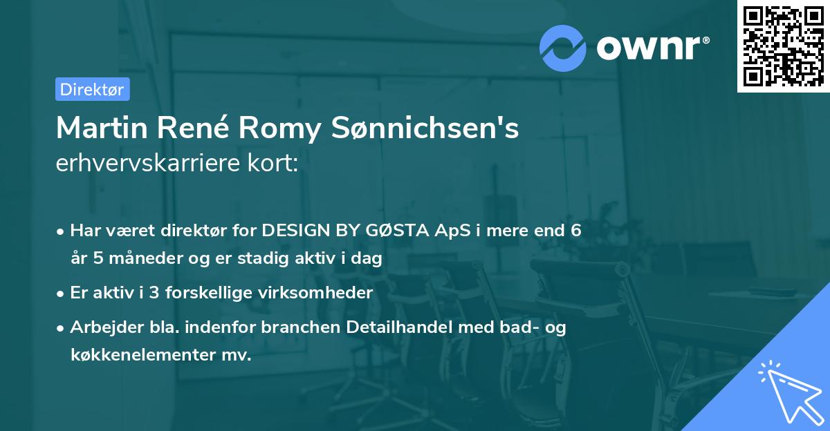 Martin René Romy Sønnichsen's erhvervskarriere kort