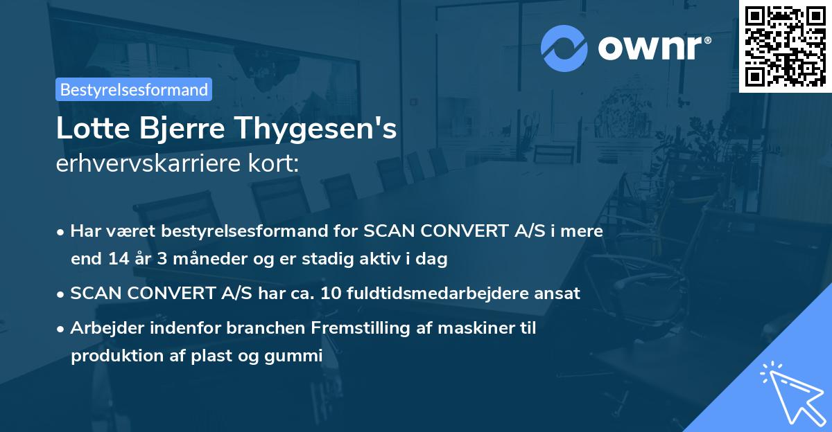 Lotte Bjerre Thygesen's erhvervskarriere kort