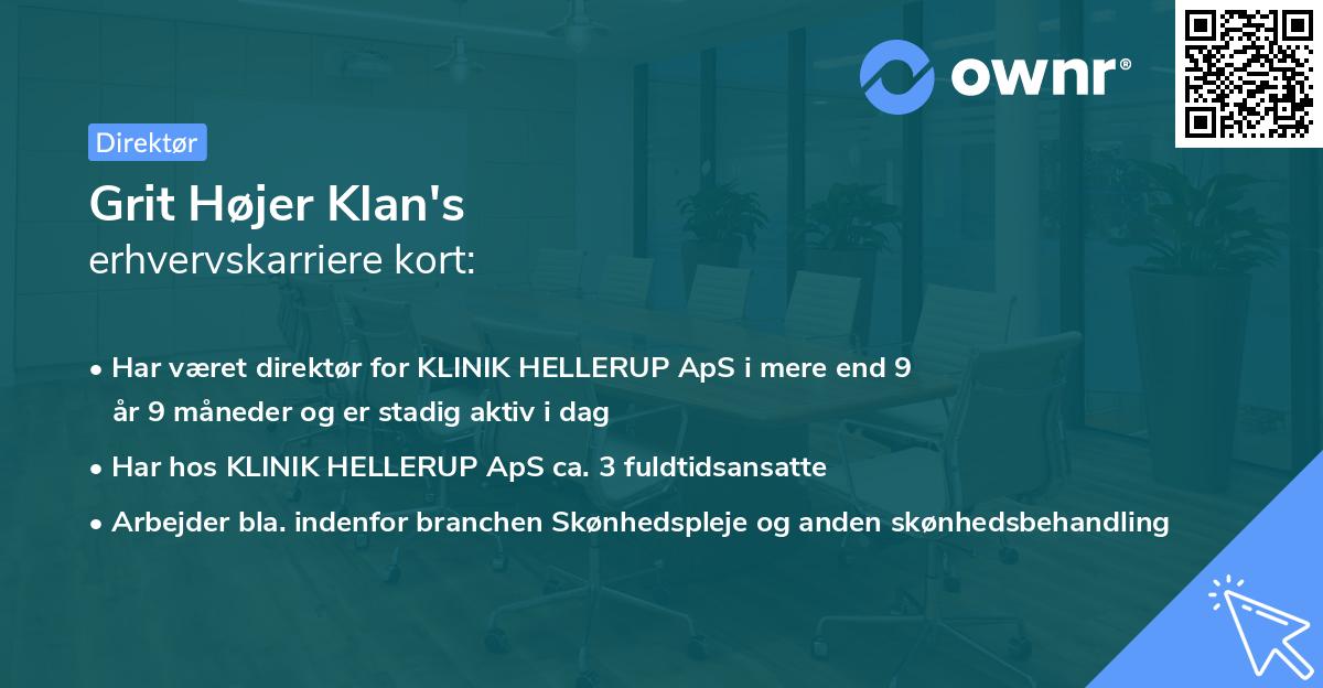 Grit Højer Klan's erhvervskarriere kort