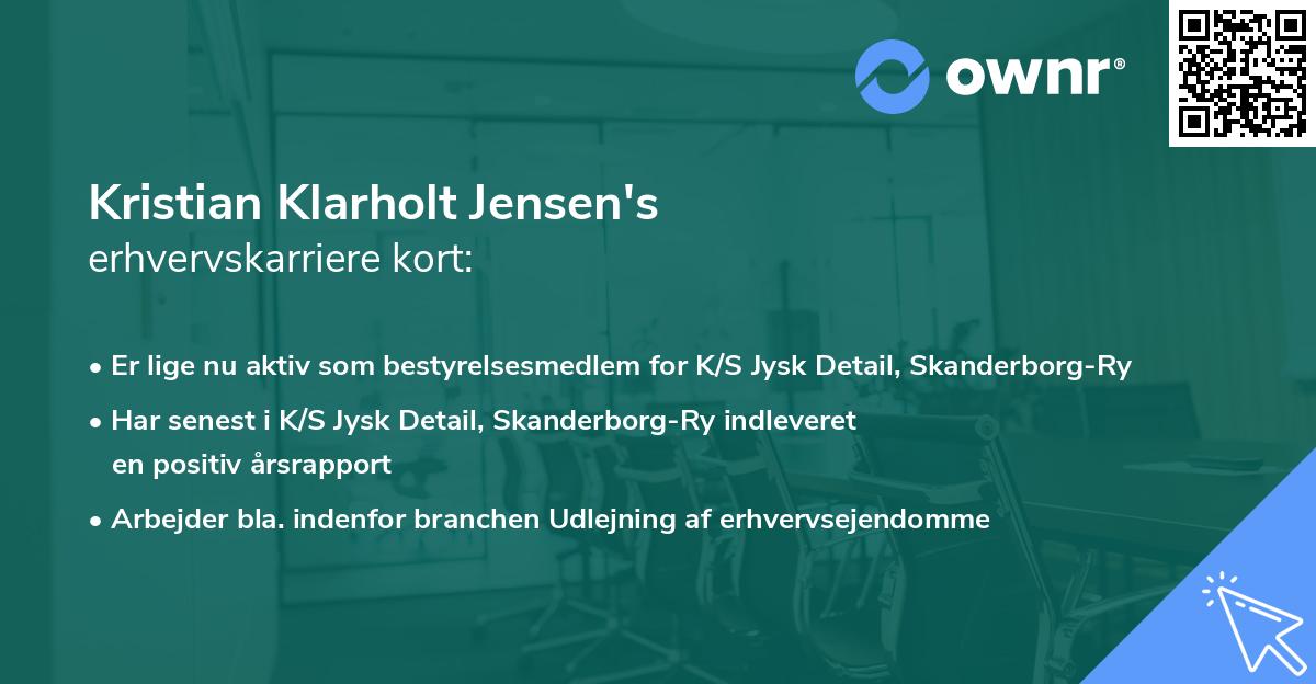 Kristian Klarholt Jensen's erhvervskarriere kort