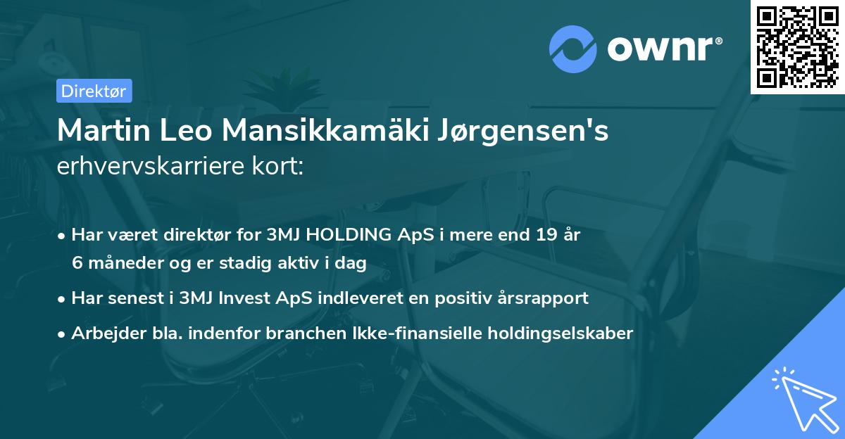 Martin Leo Mansikkamäki Jørgensen's erhvervskarriere kort