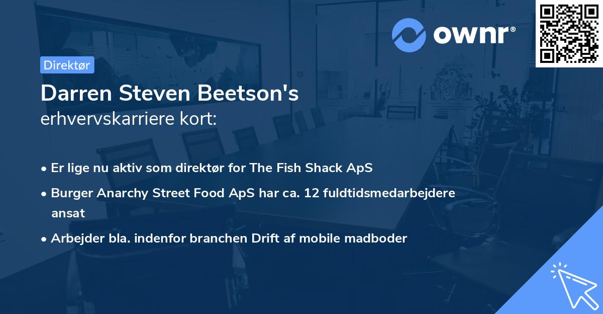 Darren Steven Beetson's erhvervskarriere kort