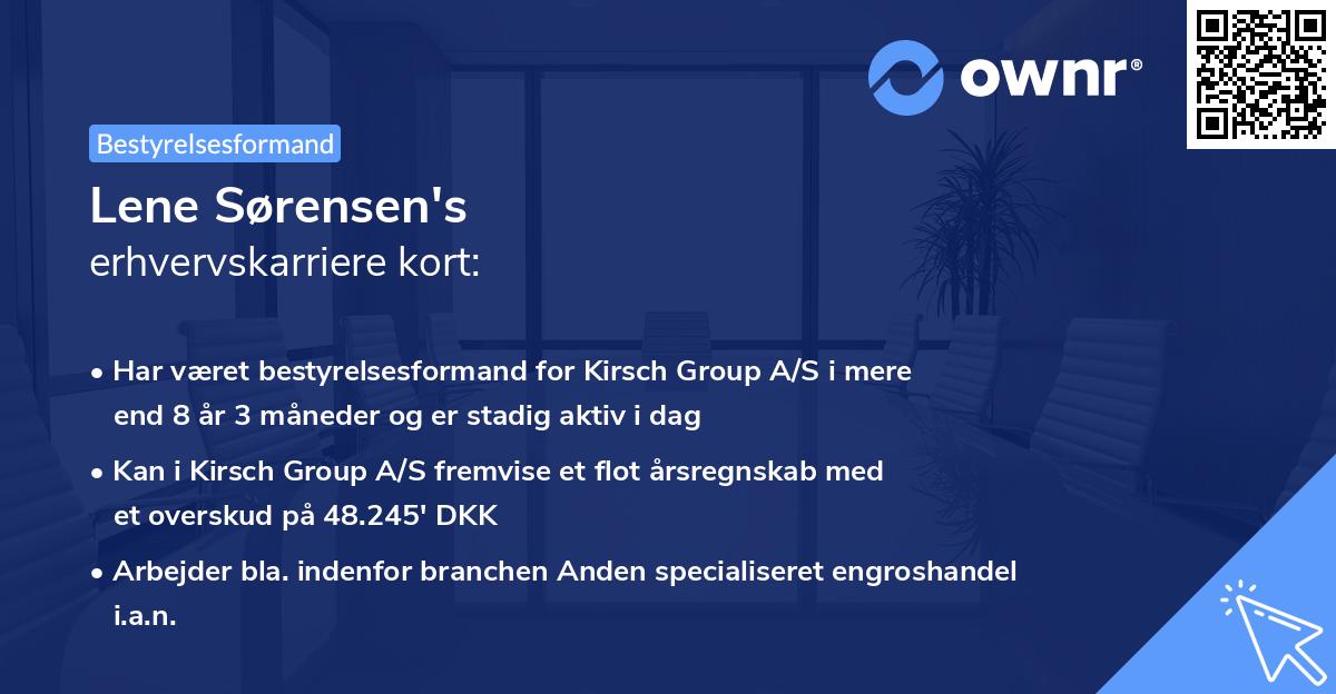 Lene Sørensen's erhvervskarriere kort