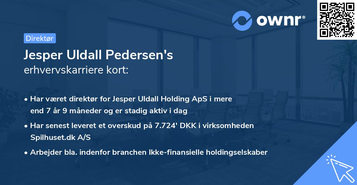 Jesper Uldall Pedersen's erhvervskarriere kort