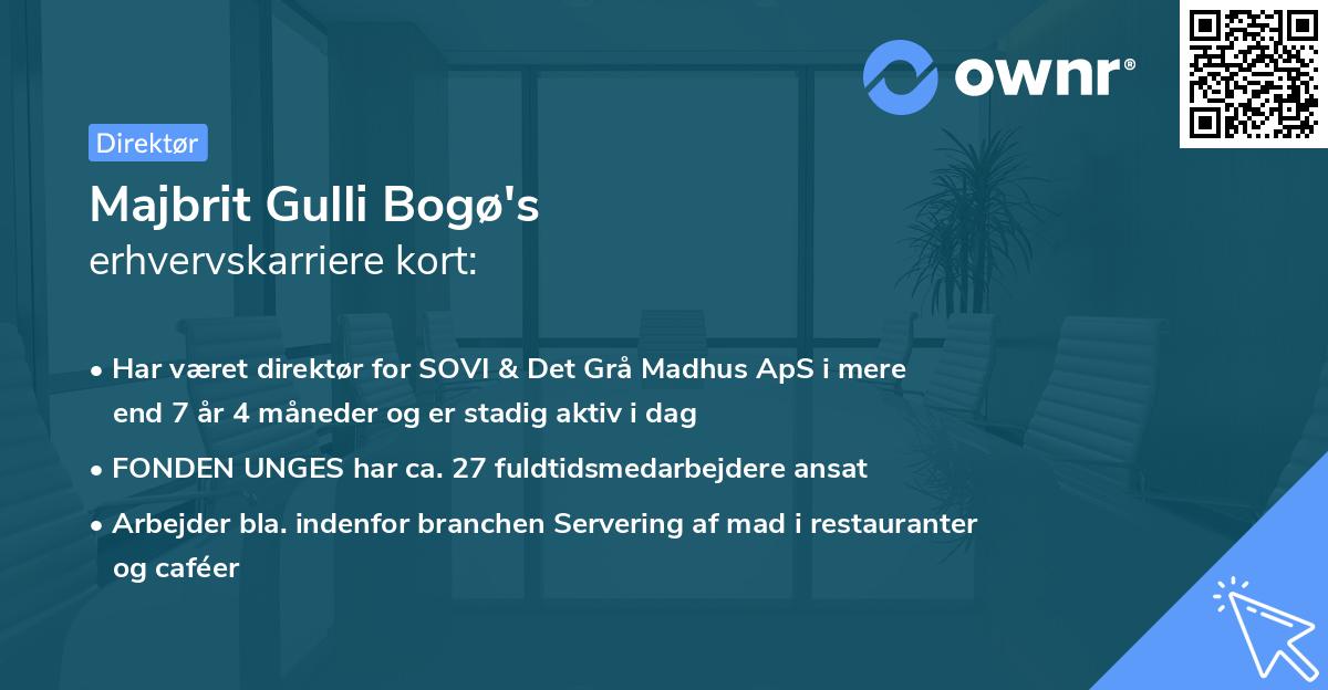 Majbrit Gulli Bogø's erhvervskarriere kort