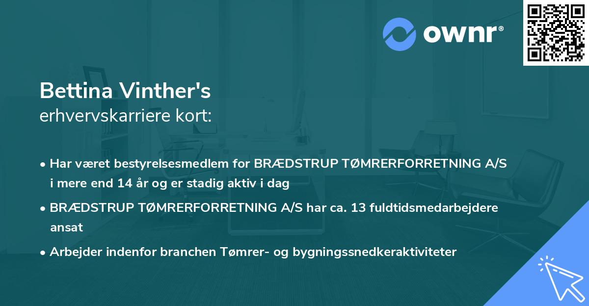 Bettina Vinther's erhvervskarriere kort