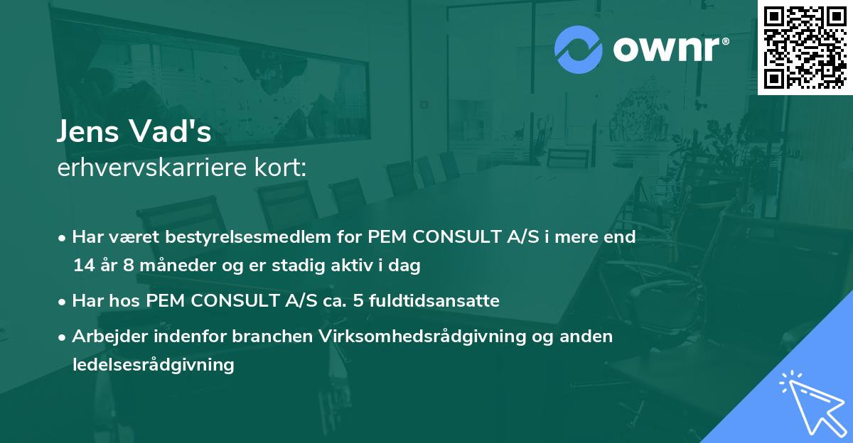 Jens Vad's erhvervskarriere kort