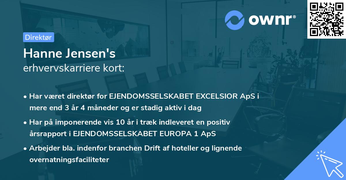 Hanne Jensen's erhvervskarriere kort