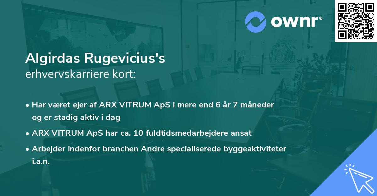Algirdas Rugevicius's erhvervskarriere kort