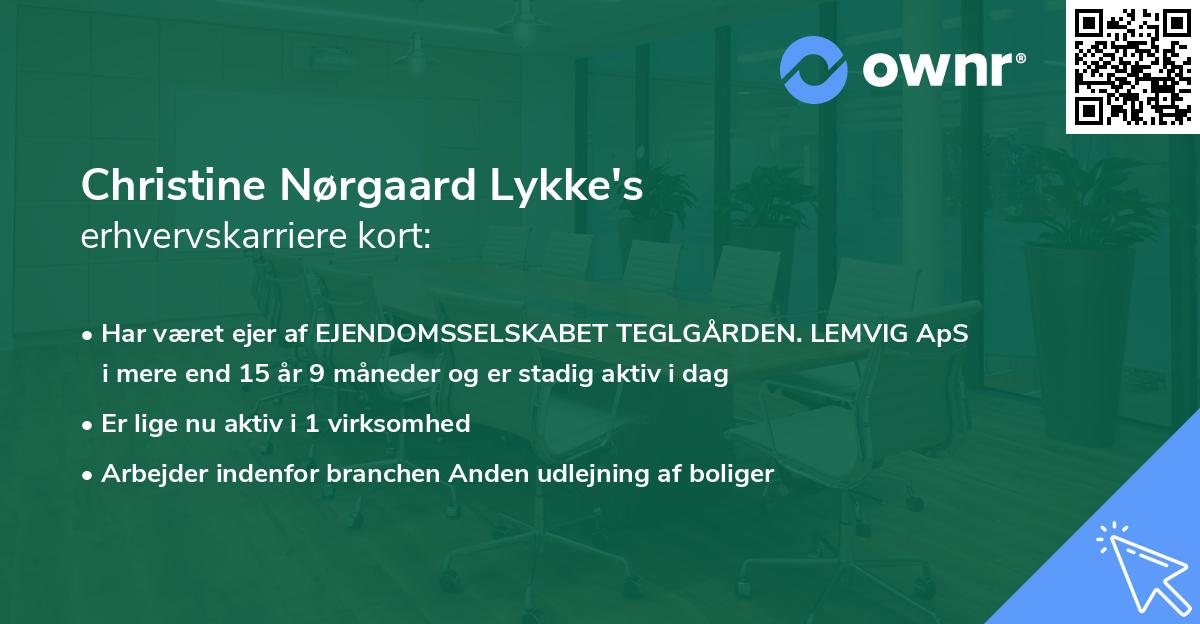 Christine Nørgaard Lykke's erhvervskarriere kort