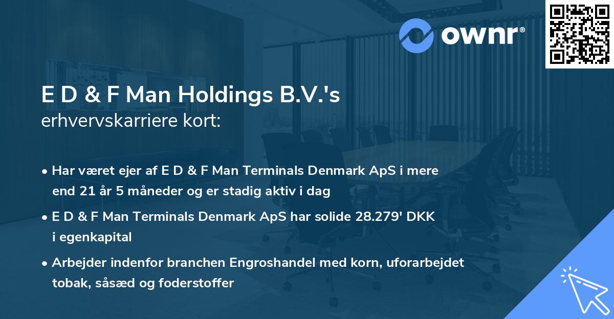 E D & F Man Holdings B.V.'s erhvervskarriere kort