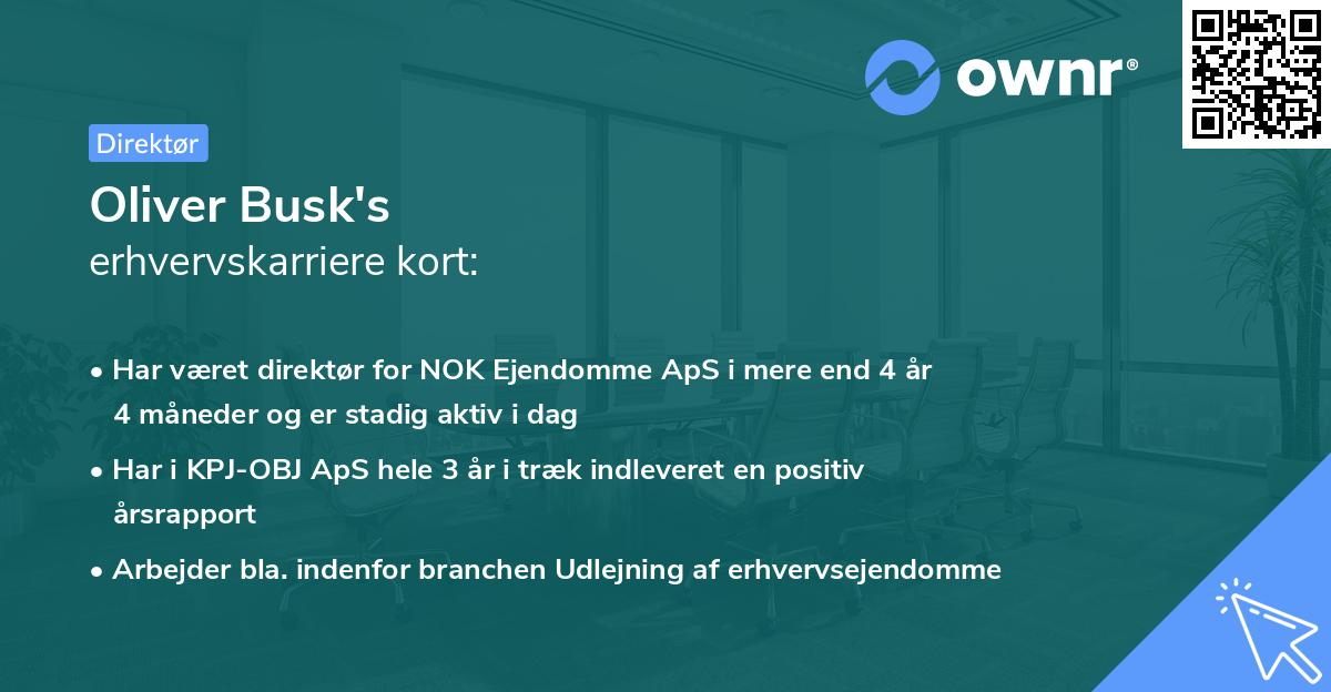 Oliver Busk's erhvervskarriere kort