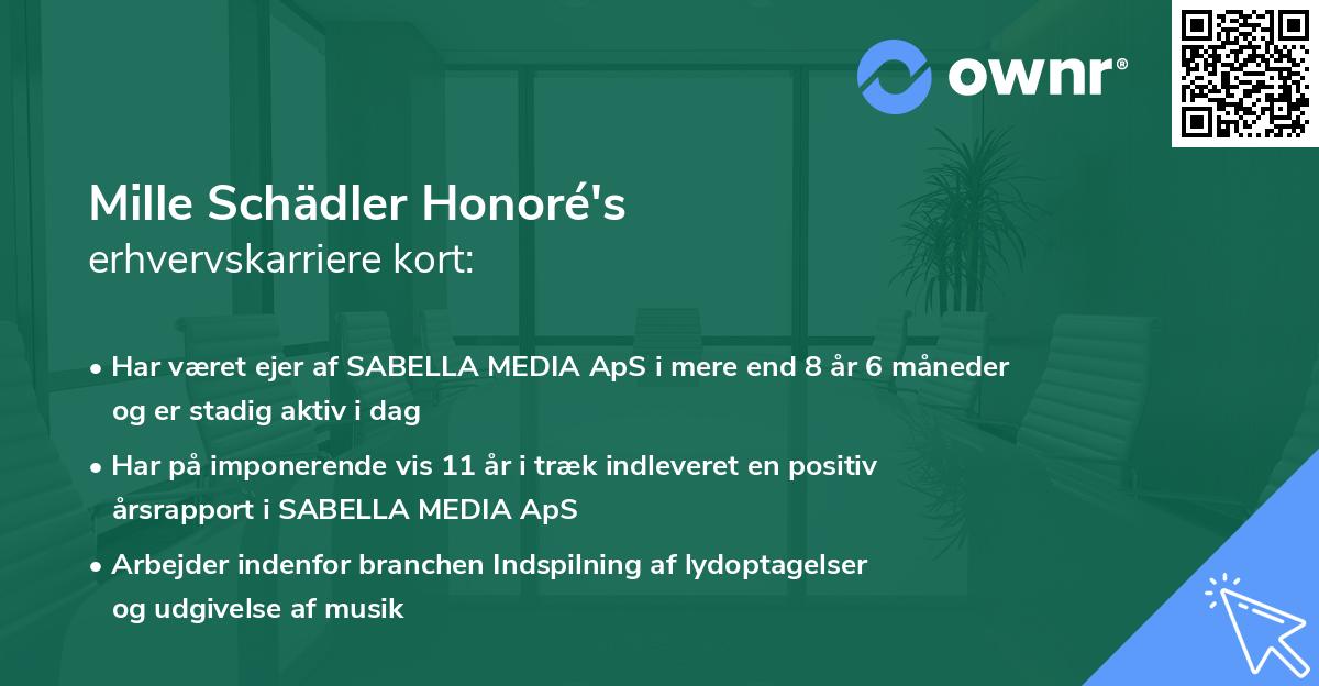 Mille Schädler Honoré's erhvervskarriere kort