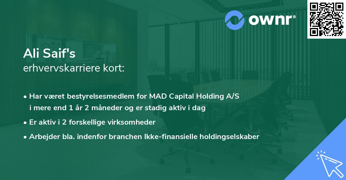 Ali Saif's erhvervskarriere kort