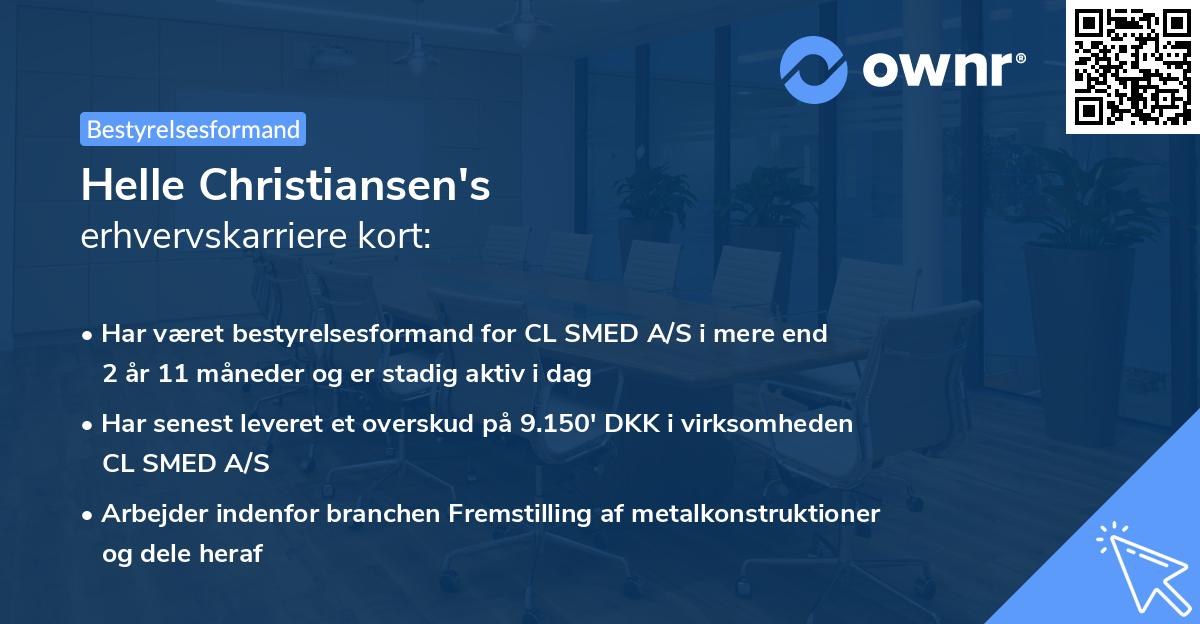 Helle Christiansen's erhvervskarriere kort