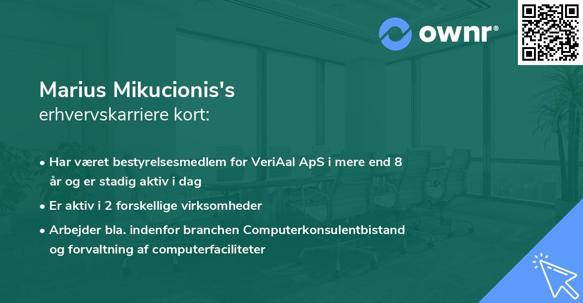 Marius Mikucionis's erhvervskarriere kort