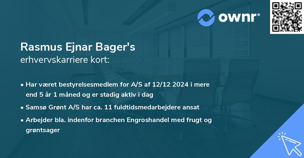 Rasmus Ejnar Bager's erhvervskarriere kort