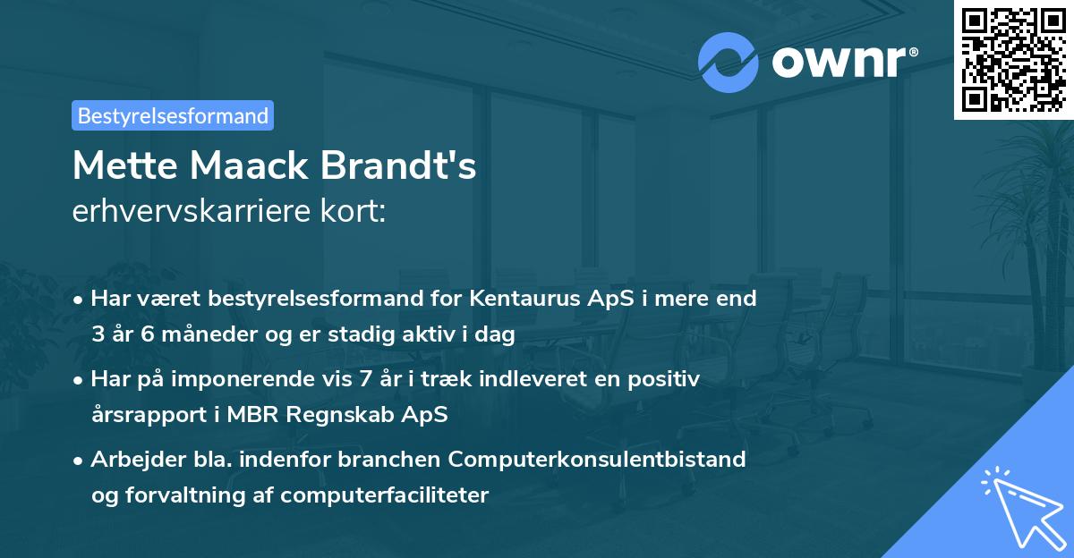 Mette Maack Brandt's erhvervskarriere kort