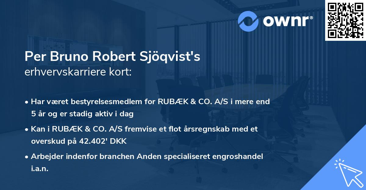 Per Bruno Robert Sjöqvist's erhvervskarriere kort