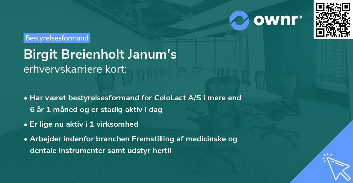 Birgit Breienholt Janum's erhvervskarriere kort