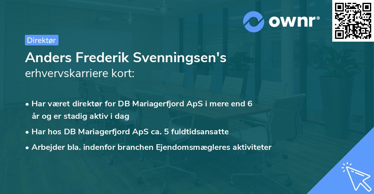 Anders Frederik Svenningsen's erhvervskarriere kort