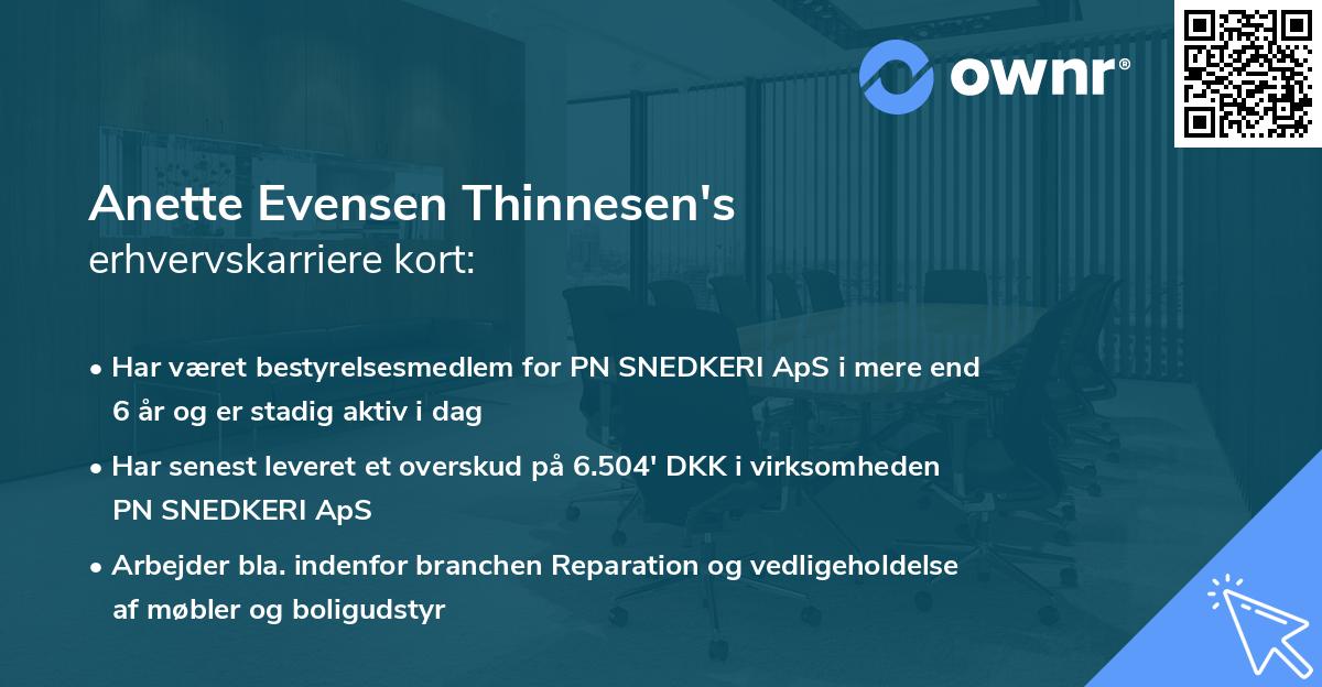 Anette Evensen Thinnesen's erhvervskarriere kort