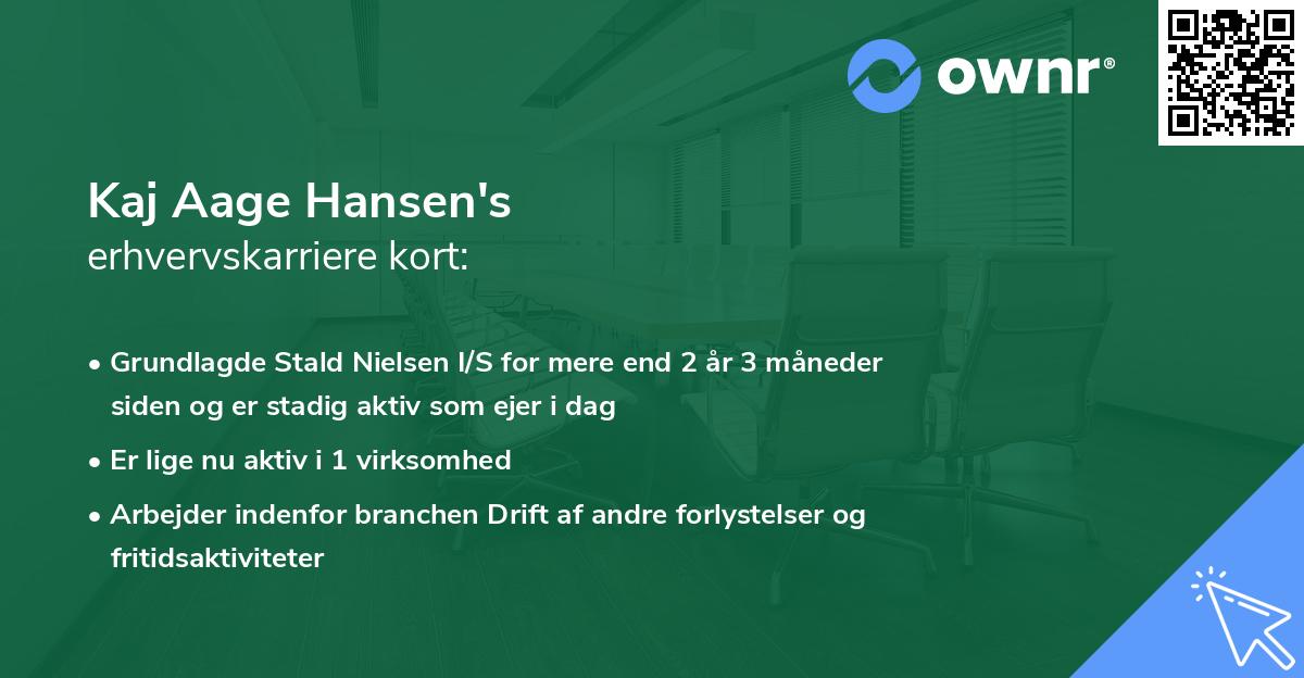 Kaj Aage Hansen's erhvervskarriere kort