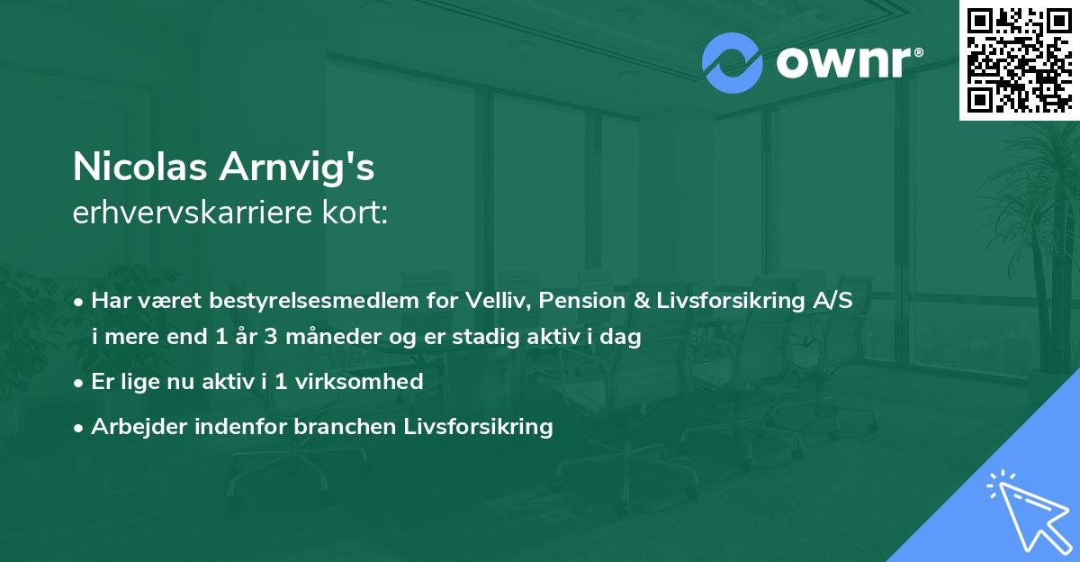 Nicolas Arnvig's erhvervskarriere kort