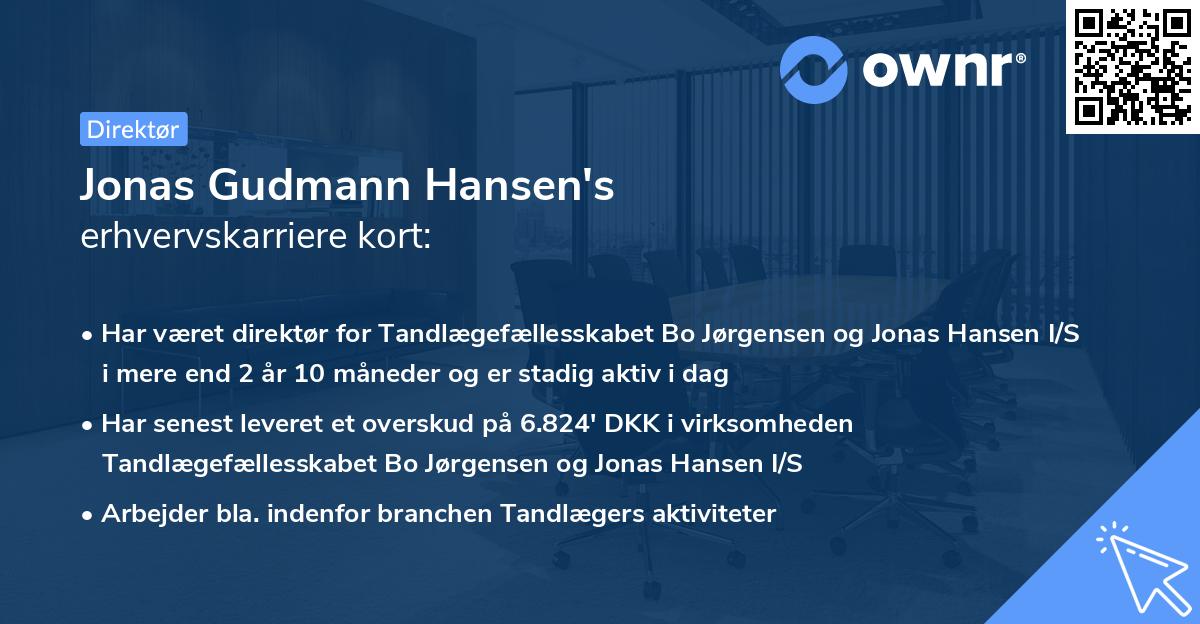 Jonas Gudmann Hansen's erhvervskarriere kort