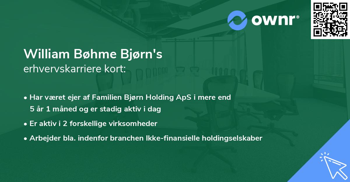 William Bøhme Bjørn's erhvervskarriere kort
