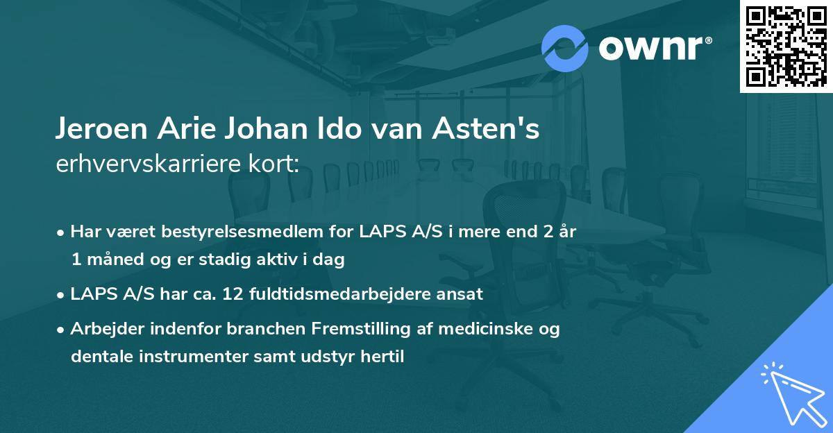 Jeroen Arie Johan Ido van Asten's erhvervskarriere kort