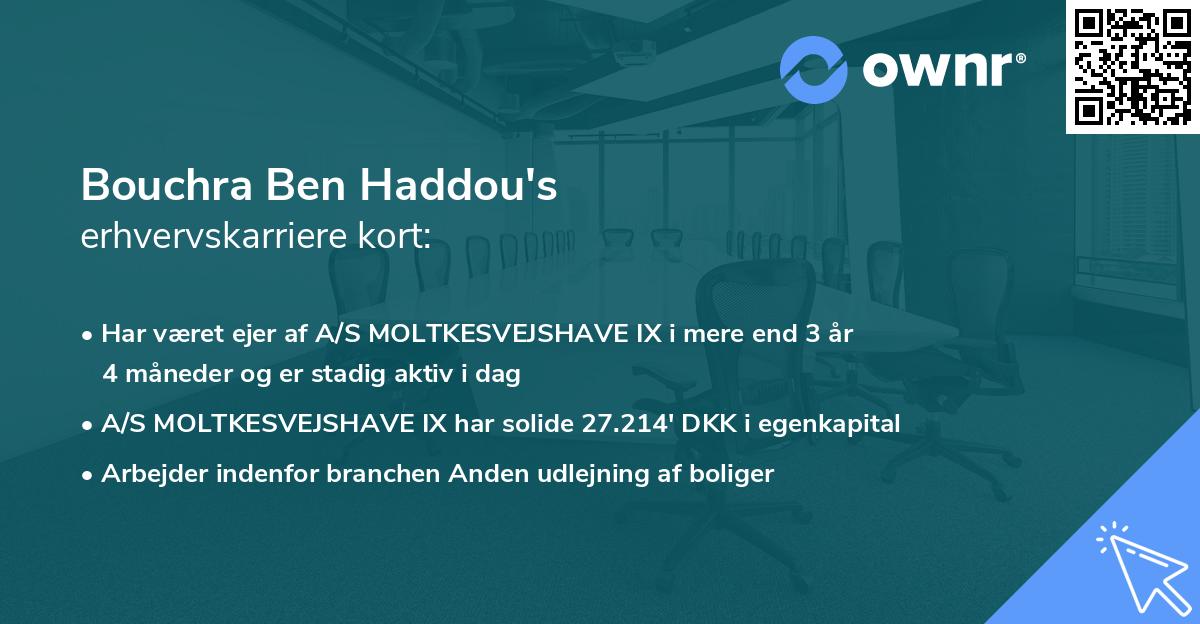 Bouchra Ben Haddou's erhvervskarriere kort