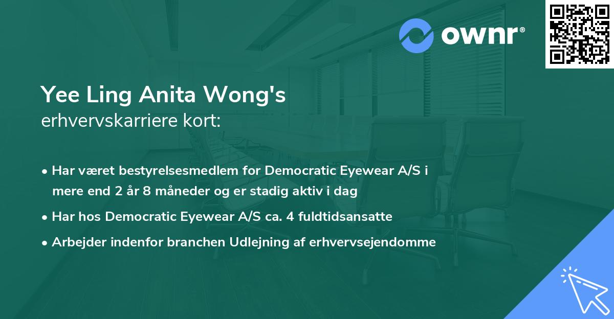 Yee Ling Anita Wong's erhvervskarriere kort