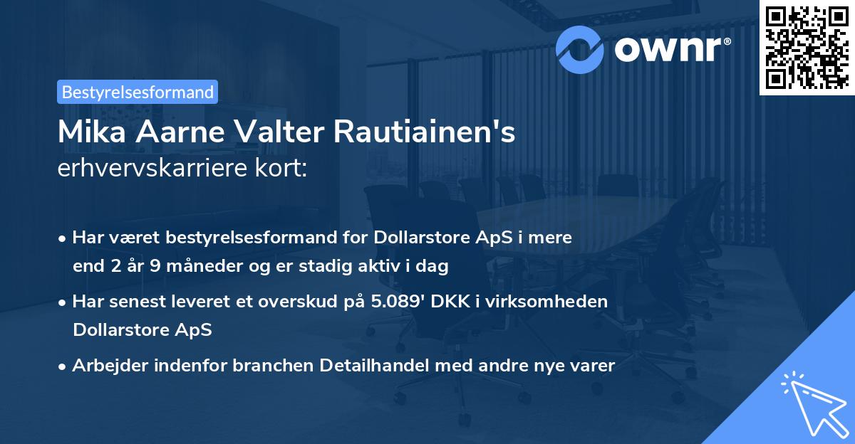 Mika Aarne Valter Rautiainen's erhvervskarriere kort