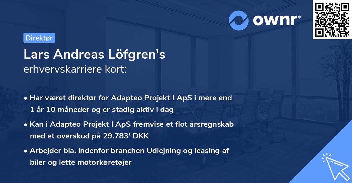 Lars Andreas Löfgren's erhvervskarriere kort