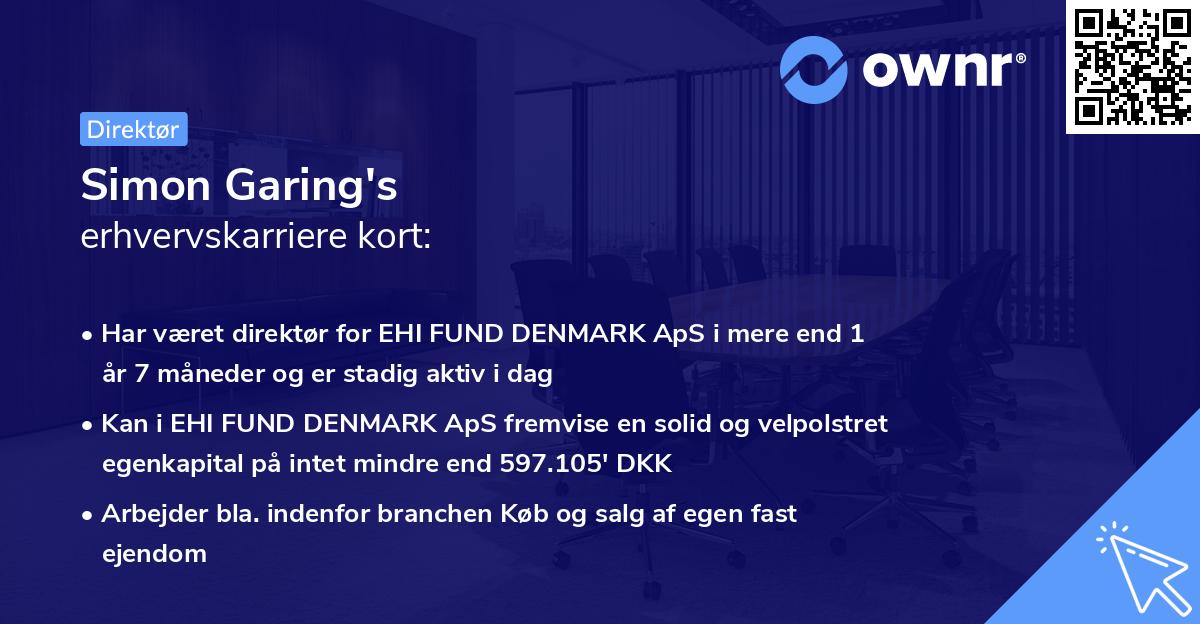 Simon Garing's erhvervskarriere kort