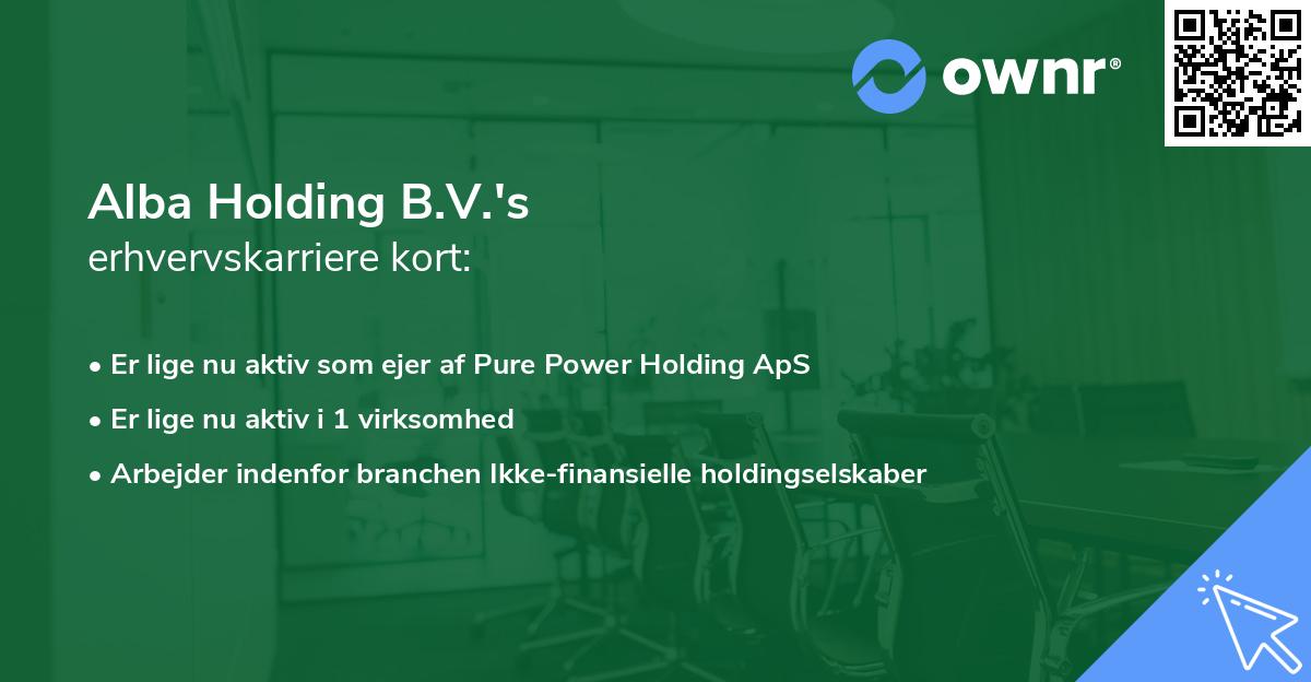 Alba Holding B.V.'s erhvervskarriere kort