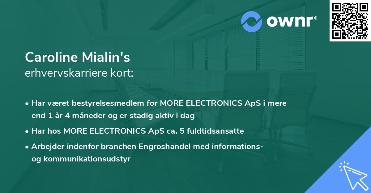 Caroline Mialin's erhvervskarriere kort