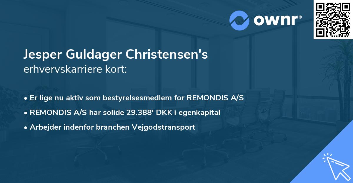 Jesper Guldager Christensen's erhvervskarriere kort