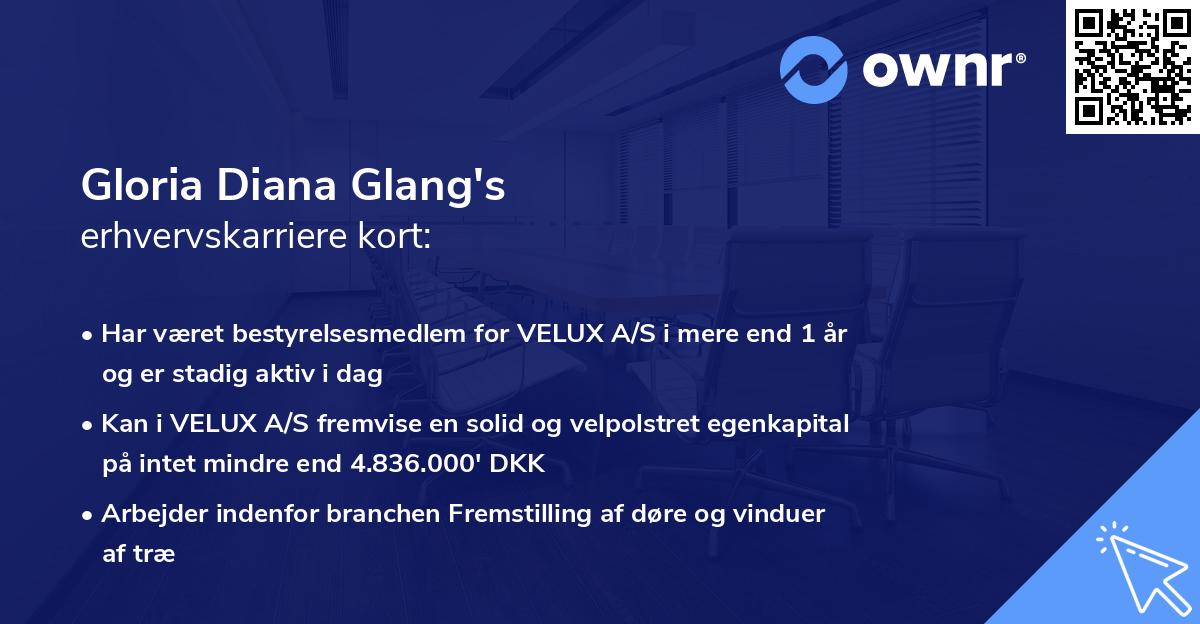 Gloria Diana Glang's erhvervskarriere kort