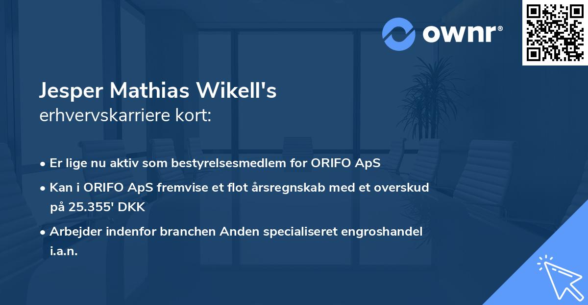 Jesper Mathias Wikell's erhvervskarriere kort