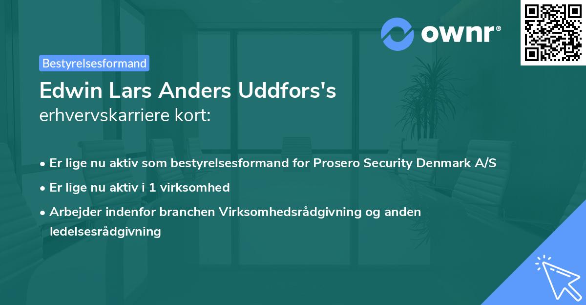 Edwin Lars Anders Uddfors's erhvervskarriere kort