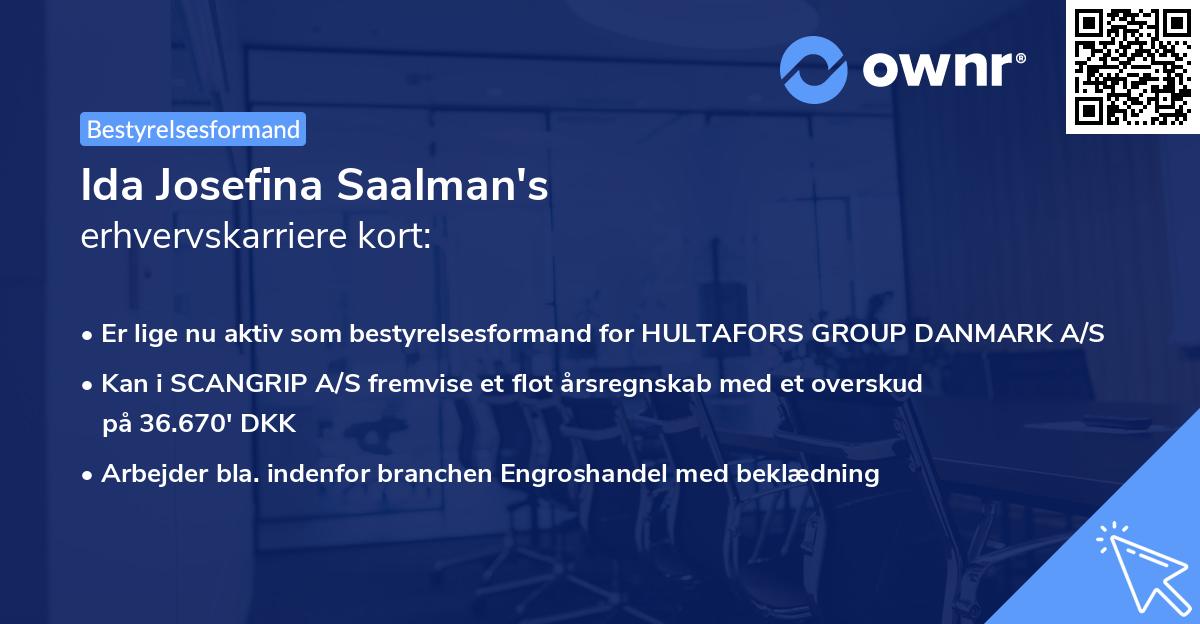 Ida Josefina Saalman's erhvervskarriere kort