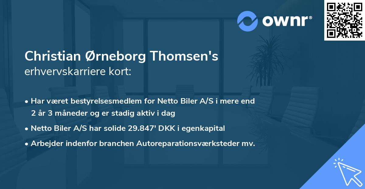 Christian Ørneborg Thomsen's erhvervskarriere kort