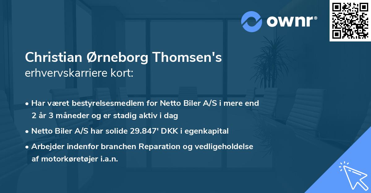 Christian Ørneborg Thomsen's erhvervskarriere kort